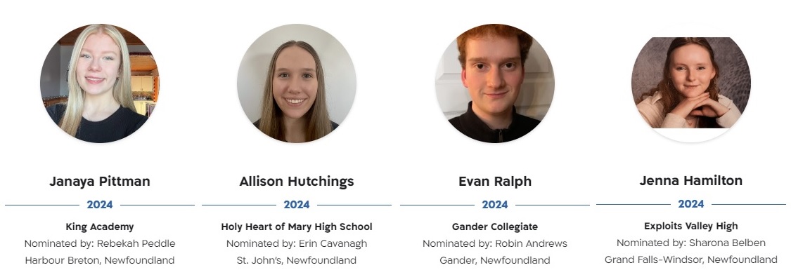The four students named as Schulich Leaders from Newfoundland and Labrador